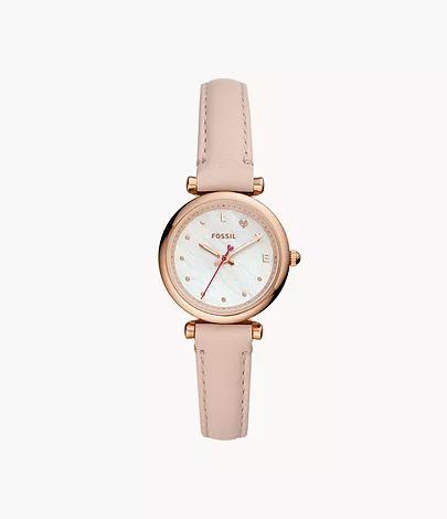 Carlie Mini Three-Hand Nude Leather Watch | Fossil (US)