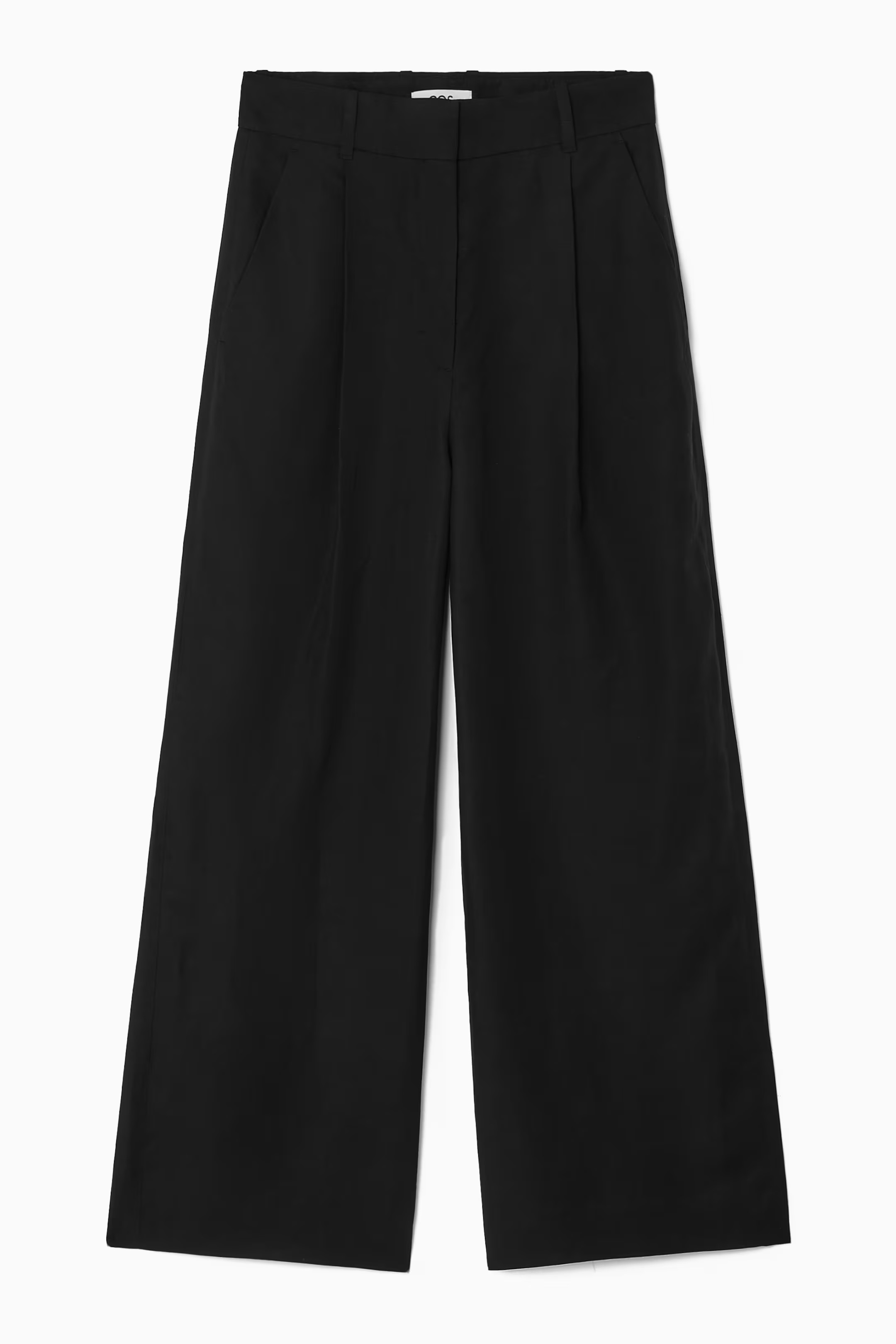 RELAXED LINEN-BLEND WIDE-LEG TROUSERS - BLACK | COS UK