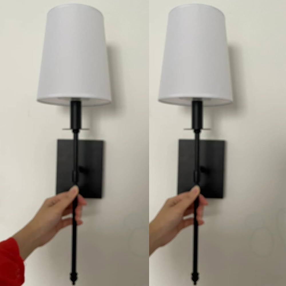 Battery Operated Wall Sconces Set of Two Black Wall Light | Amazon (US)