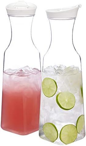 Amazon.com: STORi Clear Plastic 50-ounce Square Base Carafes | set of 2 | White Lids: Kitchen & D... | Amazon (US)