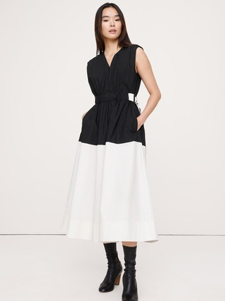 Color-Blocked Cotton Poplin Midi Dress | Banana Republic (US)
