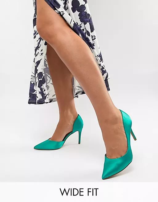ASOS DESIGN Wide Fit Purley high heeled pumps in emerald green | ASOS (Global)