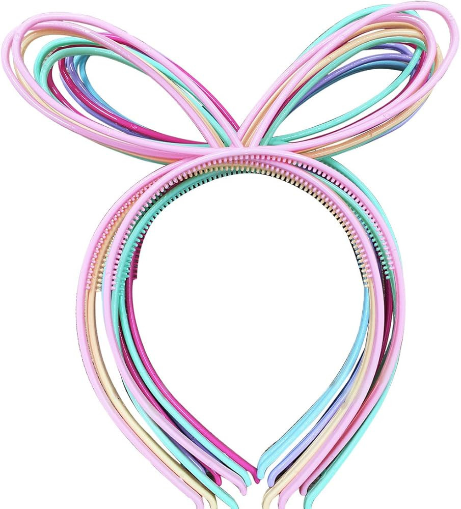 XIMA 12pcs Plastic Rabbit Ears Girls Headbands Rabbit Ear Hairbands Bows Headbands Bunny Rabbit H... | Amazon (US)
