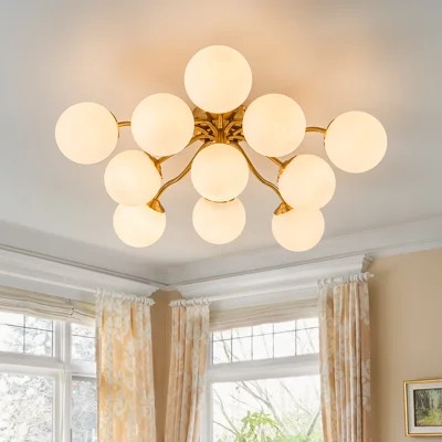 Honniball Frosted Glass Globe Sputnik Semi-flush Mount | Wayfair North America
