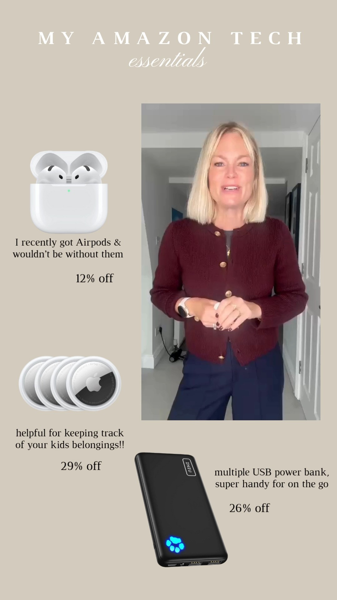 AD | My tech essentials that are all included in the Amazon Prime day sales! 
Air pods, air tags, power bank, technology  

 #LTKxAmazon #LTKuk #LTKstyletip