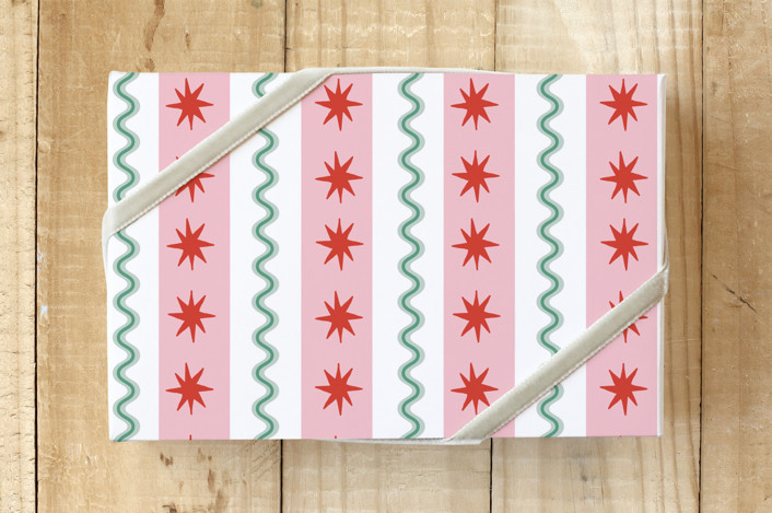 Wavy Holiday Stripe Wrapping Paper | Minted