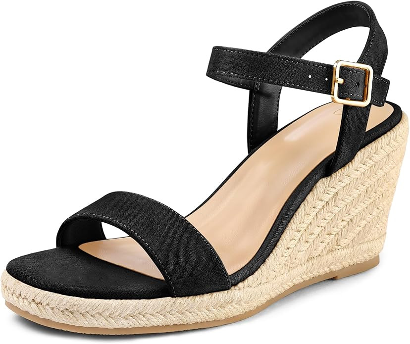 mysoft Women's Platform Espadrille Wedge Sandals Square Open Toe Ankle Strap Buckle Casual Summer... | Amazon (US)