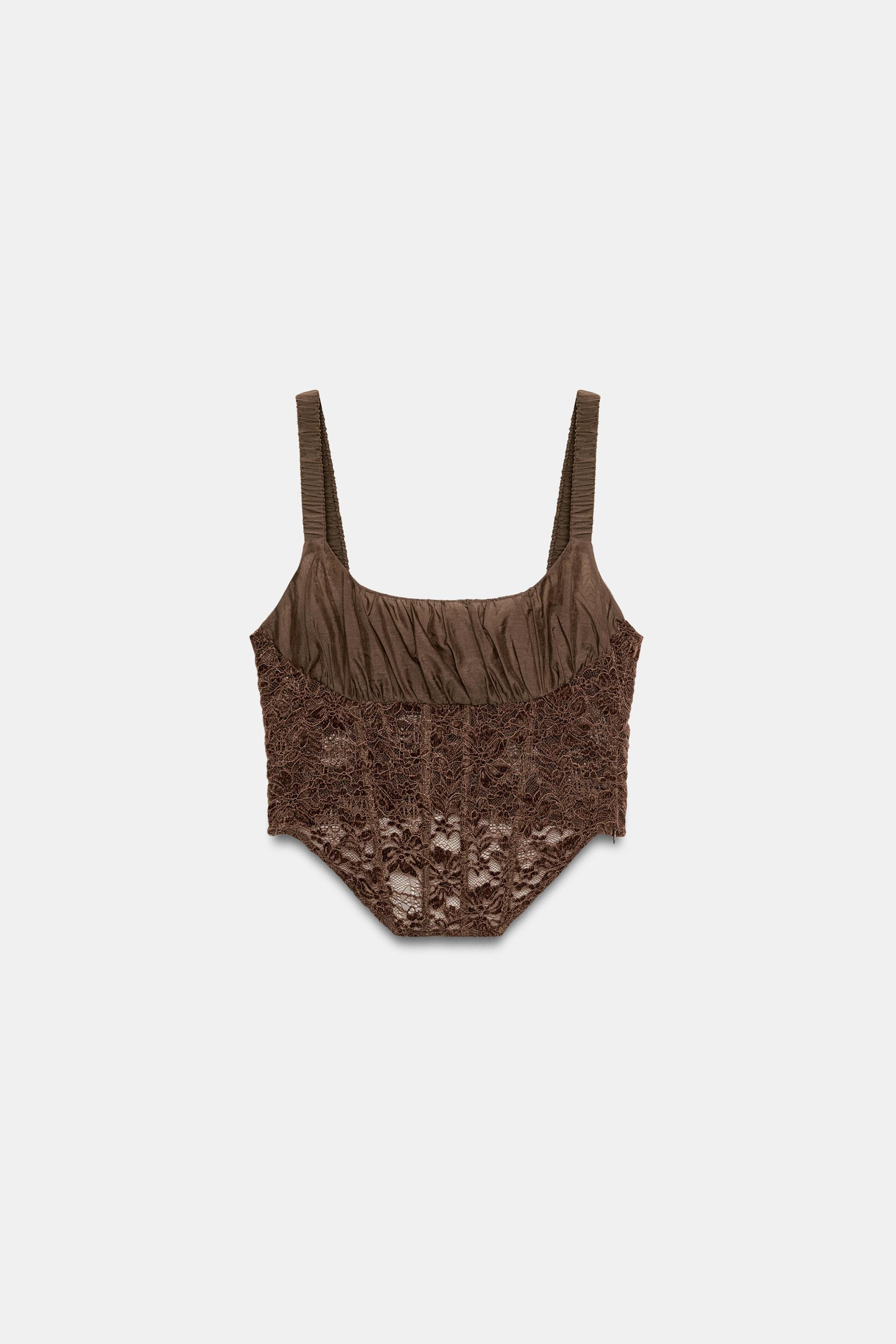 Model height: 179 cmTop with a square neckline and straps. Features ruching at the chest and matc... | Zara NL