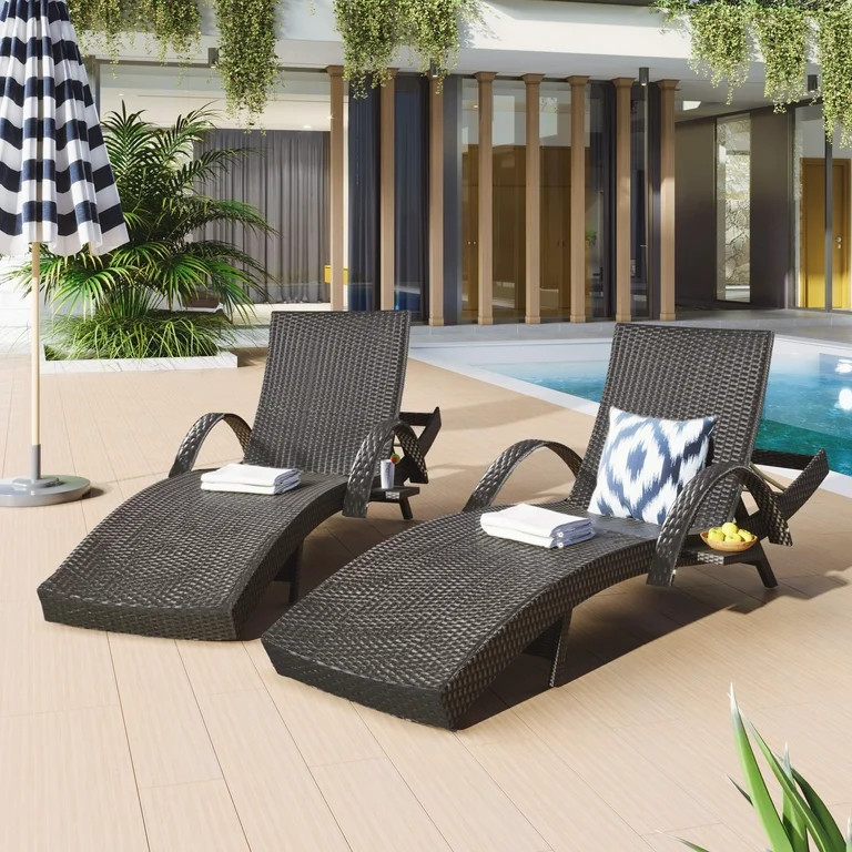 Outdoor Chaise Lounge Set of 2, Segmart Adjustable Pool Lounge Chair with 4 Positions Backrest, W... | Walmart (US)
