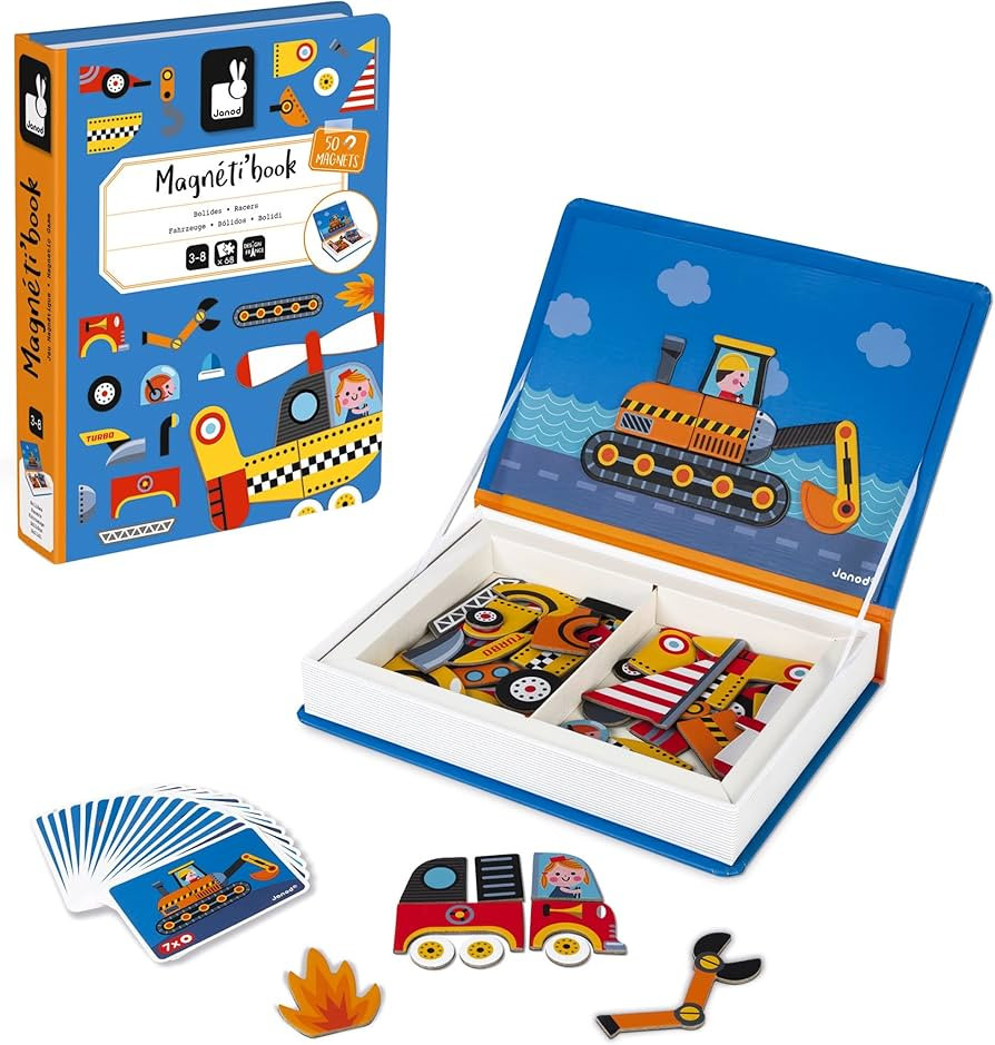 Janod MagnetiBook 69 pc Magnetic Racers Vehicle Game - Ages 3+ - J02715 | Amazon (US)