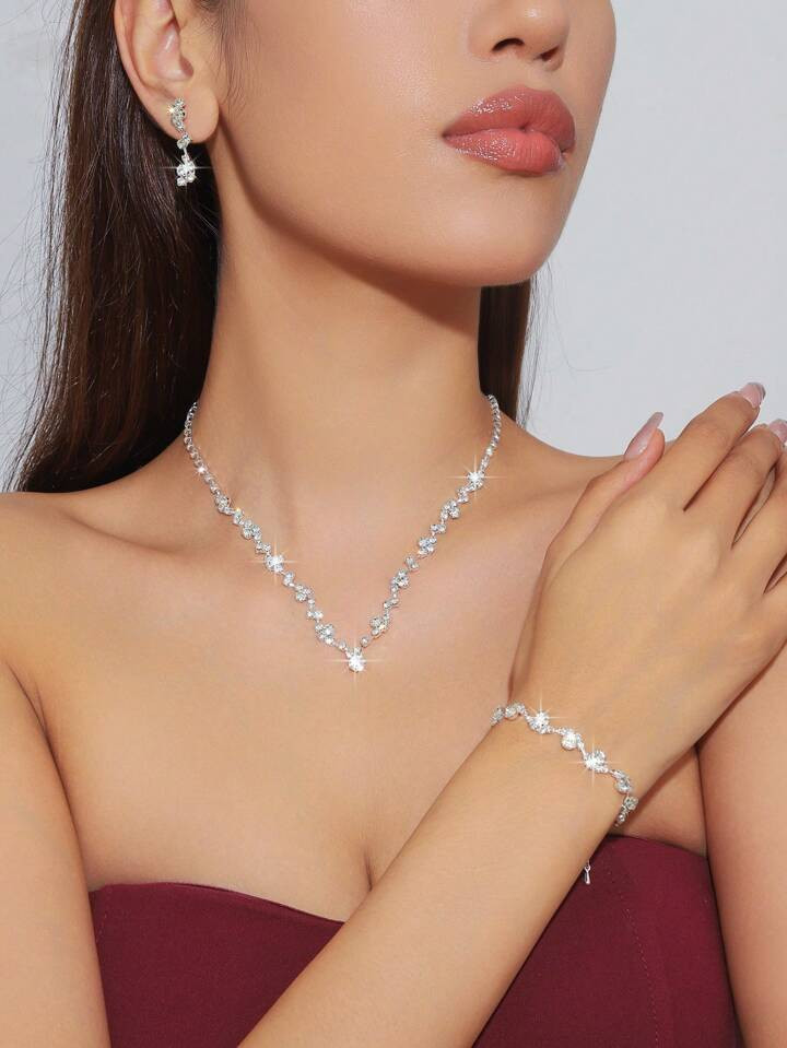 1 Set Of Fashion Jewelry, Including Necklaces, Earrings, Bracelets, Suitable For Women's Daily Wear, Weddings, Parties, Etc. | SHEIN