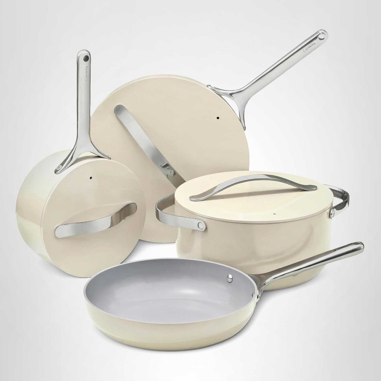 Caraway Non-stick Ceramic Cookware Set (12 Piece) Pots, Pans, Lids and Kitchen Storage - PFAS & P... | Amazon (US)