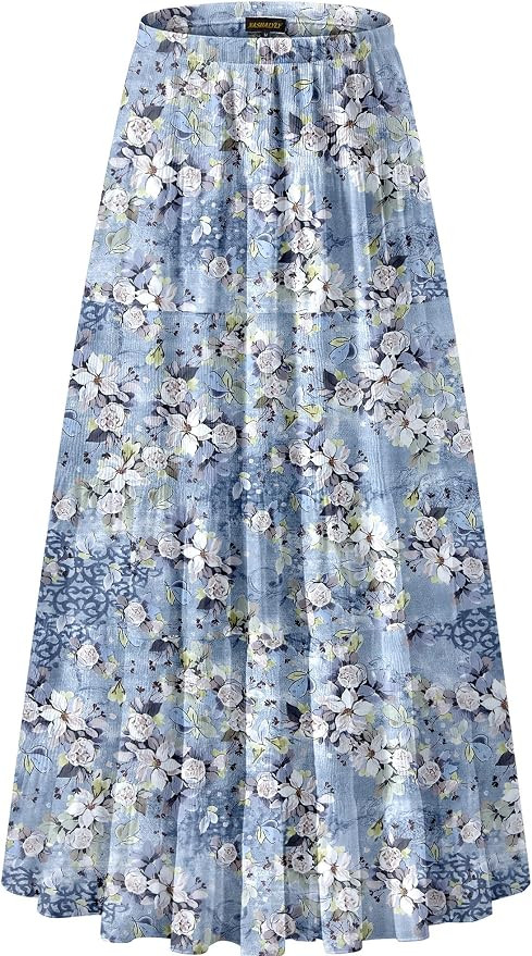 Women's Chiffon Elastic High Waist Pleated A-Line Maxi Skirts | Amazon (US)