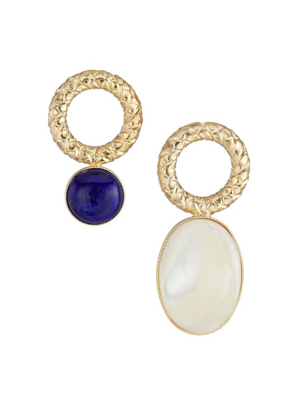Mini Sonia 24K Gold-Plated, Kyanite & White Jasper Mismatched Drop Earrings | Saks Fifth Avenue OFF 5TH