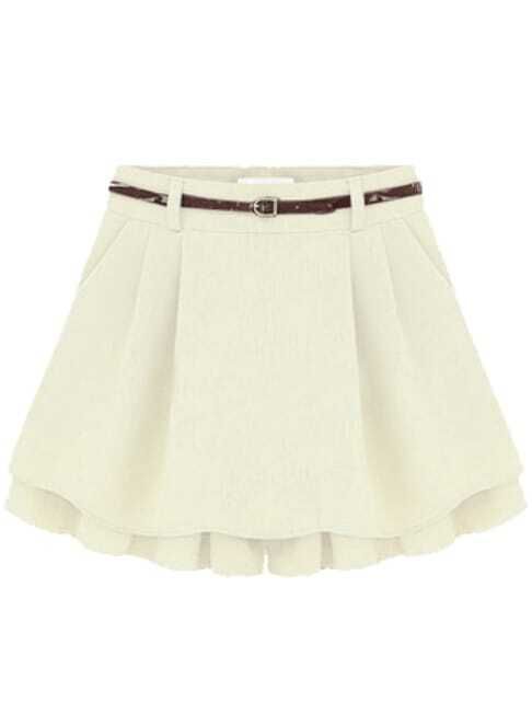 Pleated White Skirt Shorts | Romwe