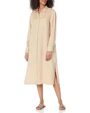The Drop Women's Fiona Relaxed Linen Midi Shirt Dress | Amazon (US)