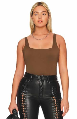 Good American Women's Modern Tank Scuba Thong Bodysuit - (Light MOCHA004, X-Large) | Amazon (US)