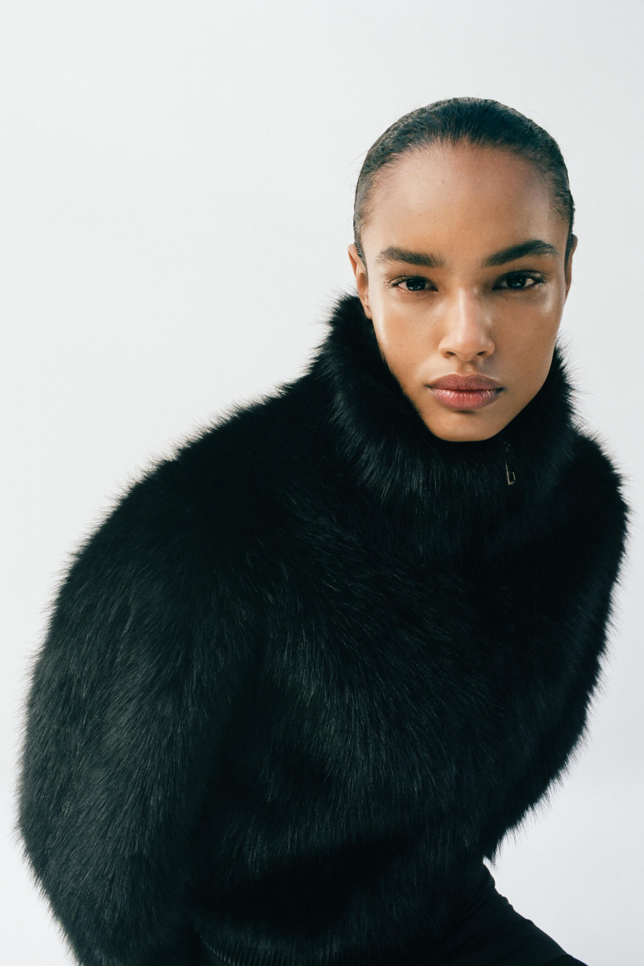 FAUX FUR HIGH COLLAR BOMBER JACKET | Zara US