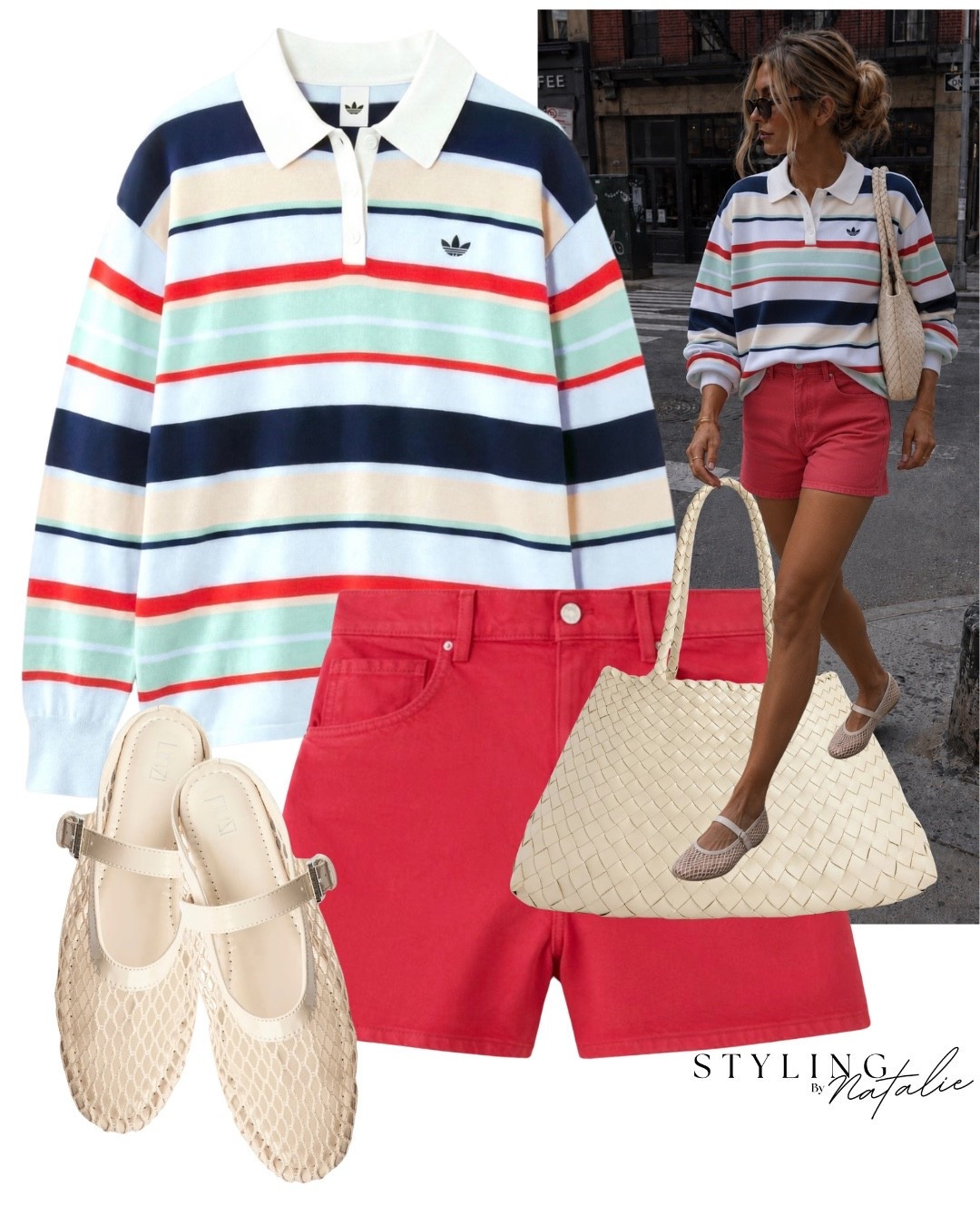 ADIDAS X ASOS 
Stripe adidas originals rugby top, red denim mom shorts, mesh ballet mules, woven tote bag.
Sporty chic, colour pop outfit, summer outfit, transitional @ASOS @linzi

#LTKFashionMonth #LTKsummer #LTKeurope