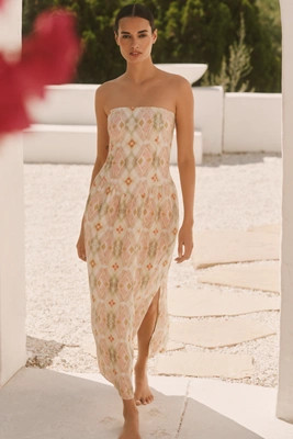 Celandine Linen Blend Strapless Drop-Waist Maxi Dress | Anthropologie (US)