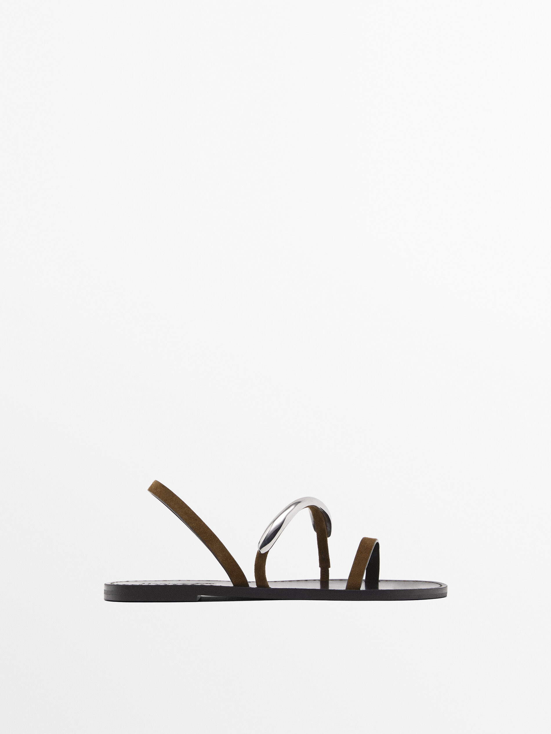 Flat sandals with metallic embellishment | Massimo Dutti UK