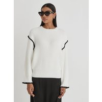 Cream Contrast Stitching Knit Jumper- Hollie | 4th & Reckless