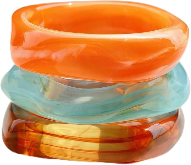 ÌF ME Acrylic Bangles Bracelets for Women, Irregular Acrylic Resin Chunky Bracelets Geometric Fa... | Amazon (US)