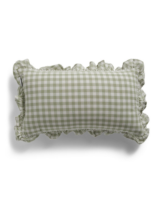14x24 Lily Gingham Ruffle Oblong Pillow | Home | Marshalls | Marshalls