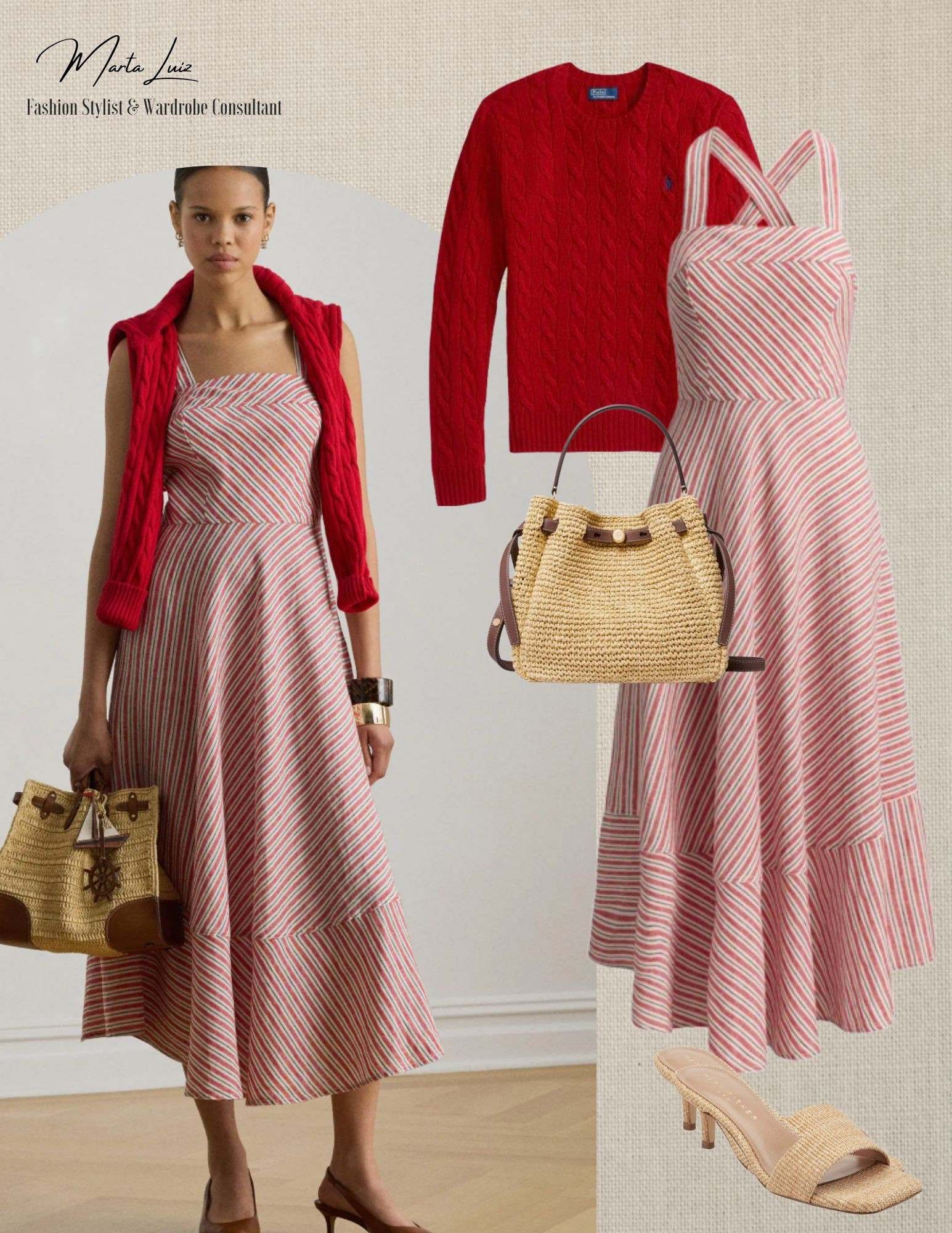 Spring Outfit 

Effortless spring/ summer elegance with a timeless twist ❤️
This striped midi dress is the definition of feminine and flattering—perfect for warm days when you still want to look polished. I styled it with a pop of red knit (worn or draped for that effortless feel), natural raffia accessories, and neutral heels to keep the look light and sophisticated.

This is one of those outfits you can wear from brunch to dinner and always feel put together ✨

Shop the full look linked below ⬇️

#LTKSeasonal #LTKSaleAlert #LTKWorkwear