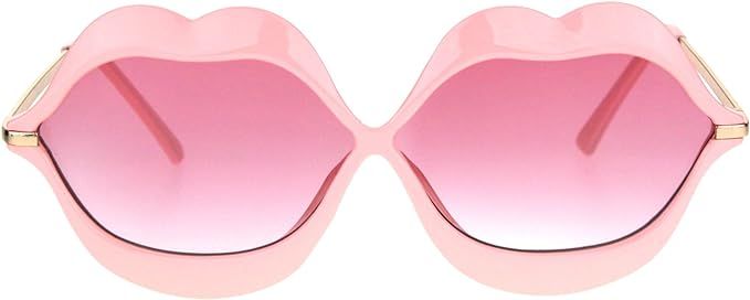 Womens Funky Retro Kissing Lip Frame Party Shade Sunglasses | Amazon (US)