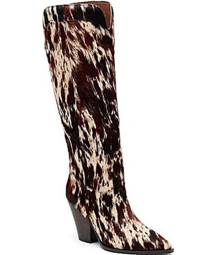 Marc Nolan Women's Belle Cow Print Hair Calf Knee High Boots - 11 | Dillard's