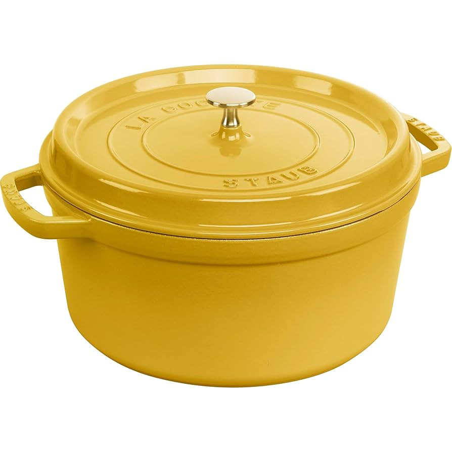 Staub Cast Iron Round Cocotte, Dutch Oven, 7-quart, serves 7-8, Made in France, Citron | Amazon (US)