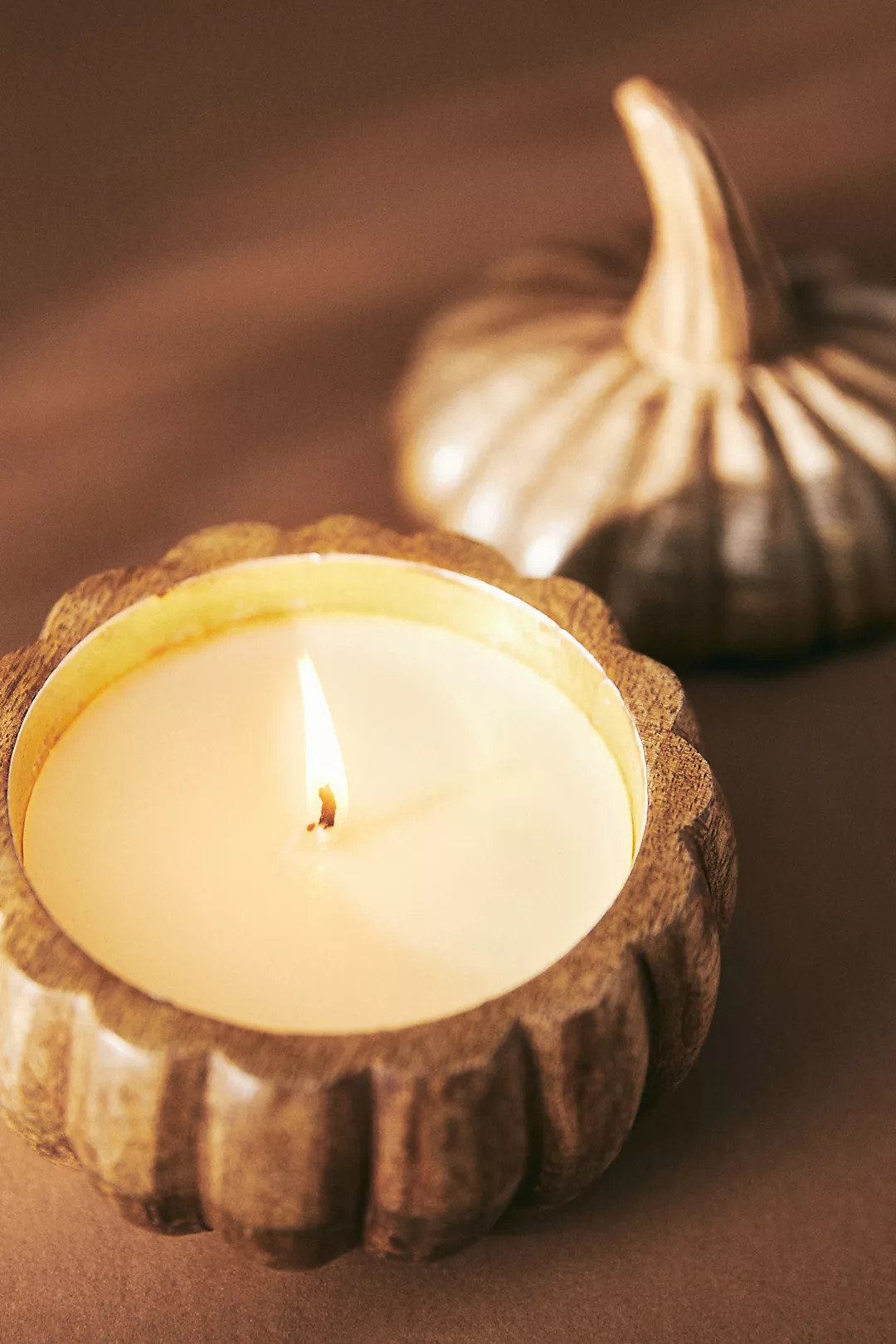 Gourmand Pumpkin Spice & Black Walnut Wooden Pumpkin Candle | Anthropologie (US)