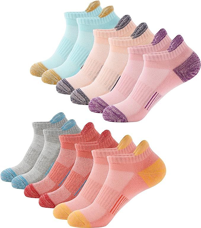 BUDERMMY Running Ankle Socks for Women Athletic Cotton Cushioned 5-6 Pairs Workout No Show Socks ... | Amazon (US)