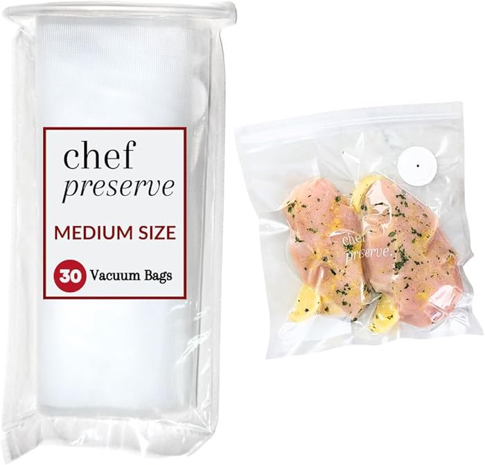 Chef Preserve Reusable Vacuum Sealer Bags for Food – 30 BPA-Free Medium (10 x 11 in) Food Stora... | Amazon (US)