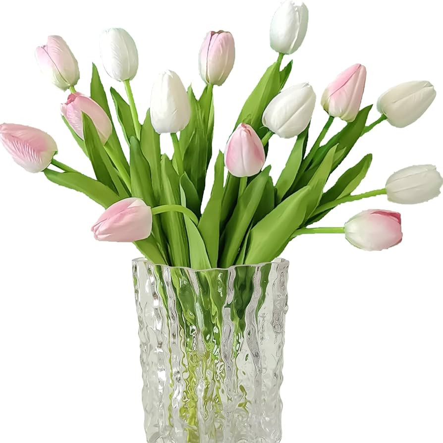 12pcs Tulips Artificial Flowers Real Touch Silk Faux Flowers Tulip Stems for Wedding Spring Bouqu... | Amazon (US)