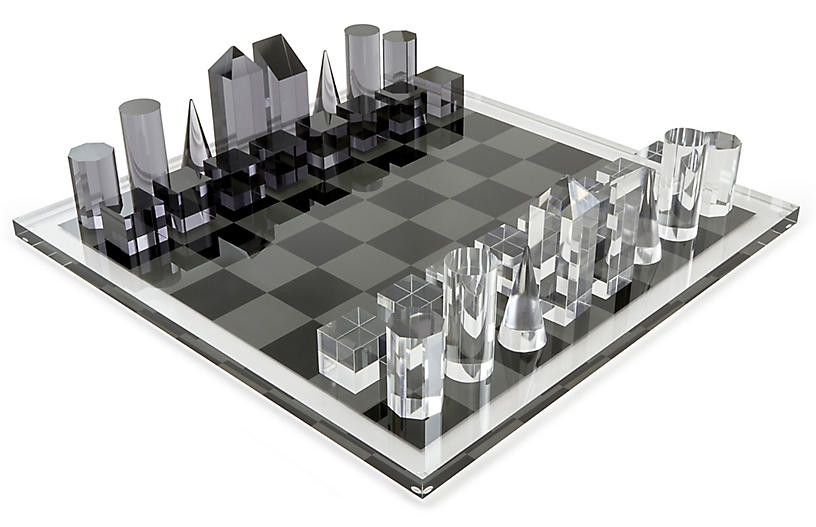 Sonora Geometric Chess Set, Black/White | One Kings Lane