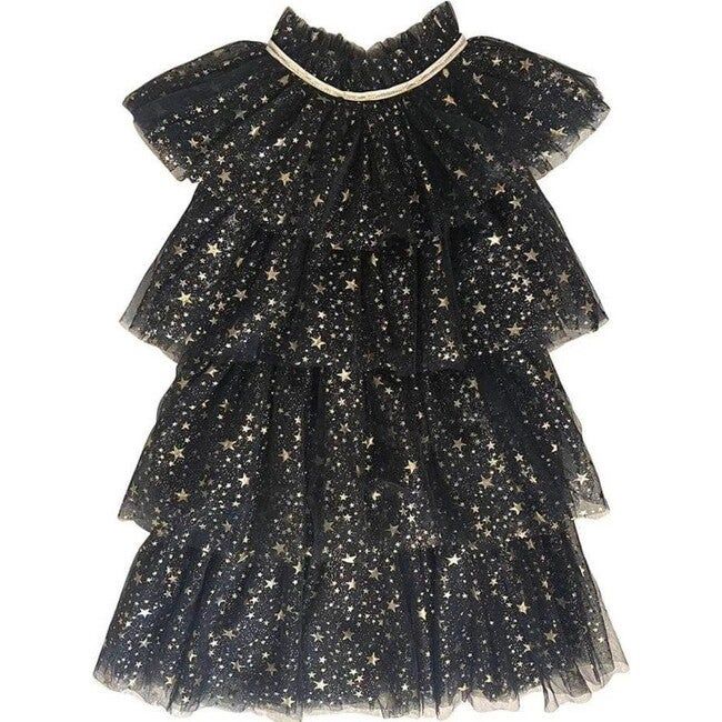 Gold Star Tulle Dress, Black | Maisonette