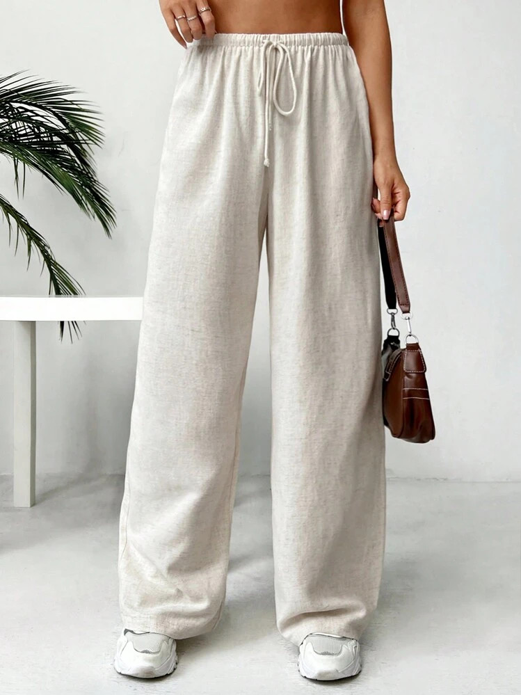 SHEIN EZwear Women's Linen Low Rise Pants | SHEIN