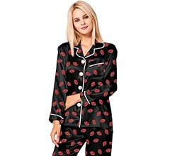 SWOMOG Womens Silk Satin Pajamas Loungewear Two-piece Sleepwear Button-Down Pj Set | Amazon (US)
