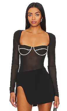 Bardot Carter Diamante Bodysuit in Black from Revolve.com | Revolve Clothing (Global)
