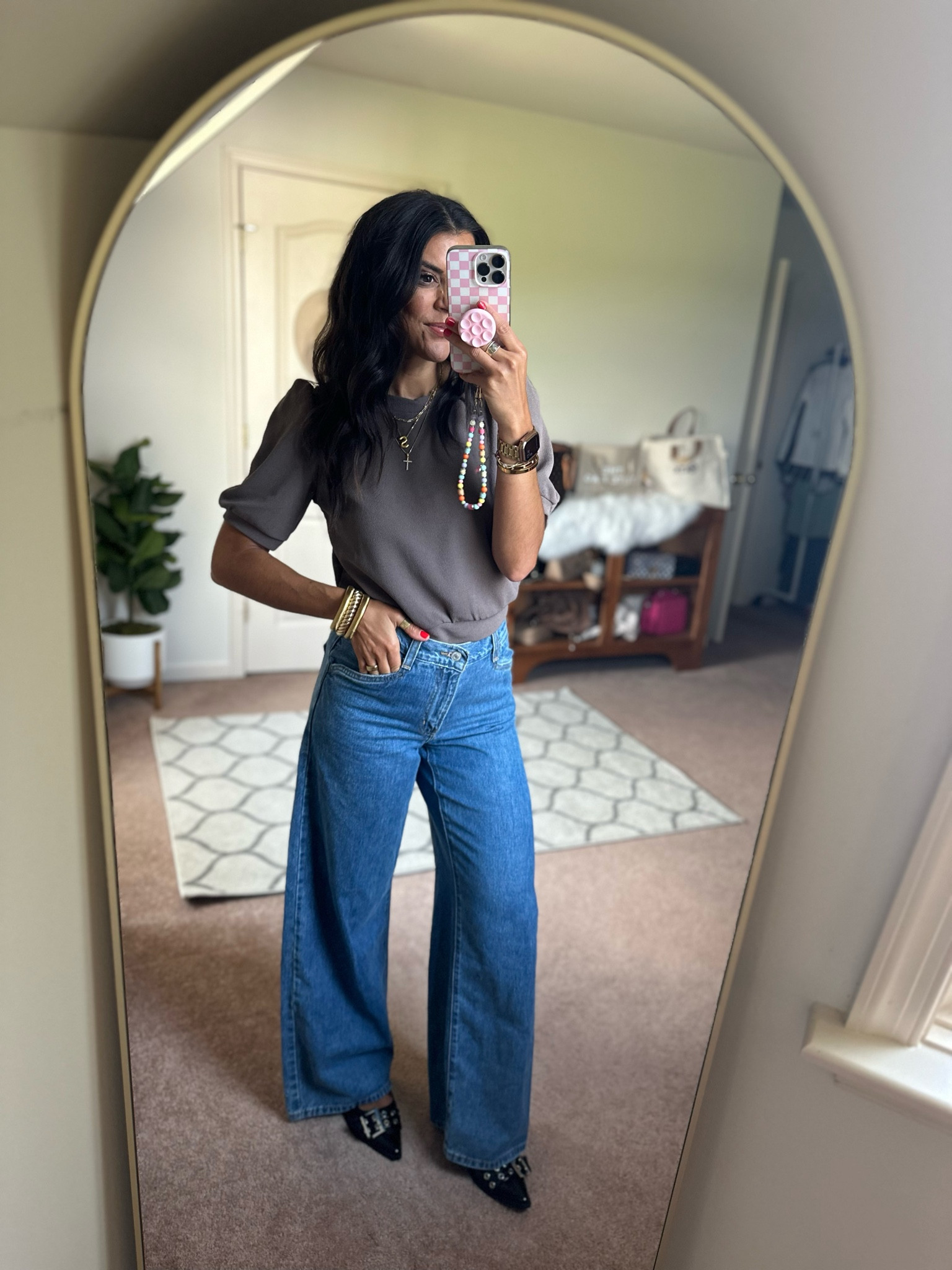 Puff sleeve top on sale for $14.99! I’m in a size small in the top and sized up one in the jeans

#LTKFindsUnder100 #LTKSaleAlert #LTKSeasonal