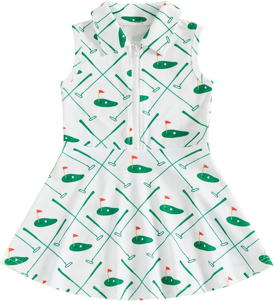 Toddler Baby Girl Baseball Outfit Girls Lapel Collar A Line Dress Spring Summer Sleeveless Tank D... | Amazon (US)