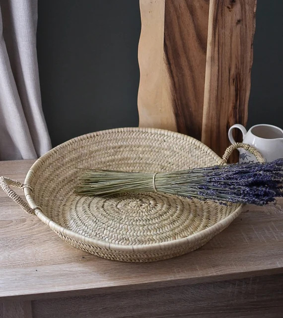 Handwoven Round Storage Tray  Market Basket  Country Storage | Etsy UK | Etsy (UK)