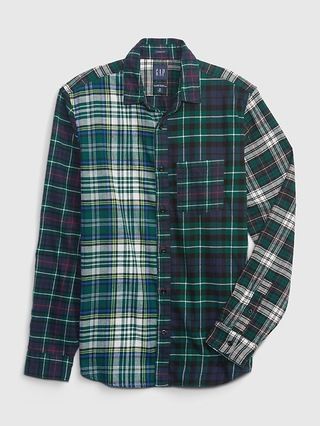 100% Organic Cotton Mixed Plaid Flannel Shirt | Gap (US)