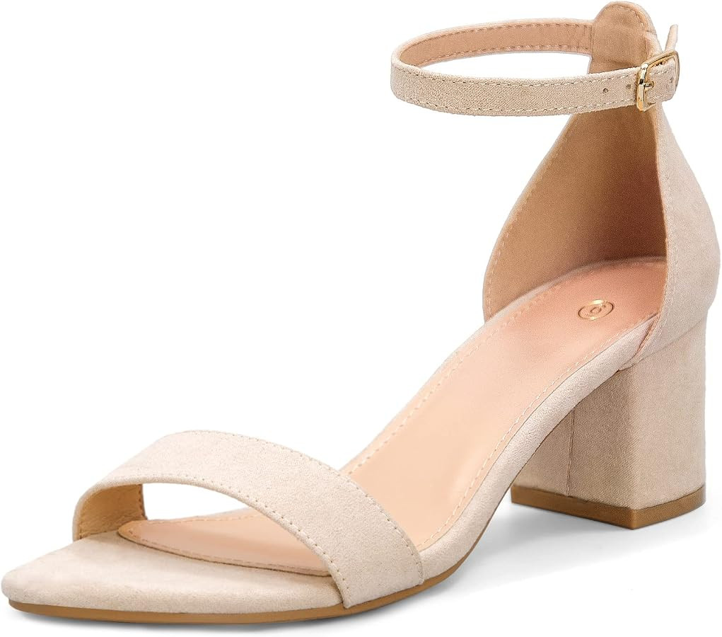 mysoft Women's Chunky Low Heels Open Toe Block Heeled Dress Ankle Strap Pump Wedding Sandals | Amazon (US)