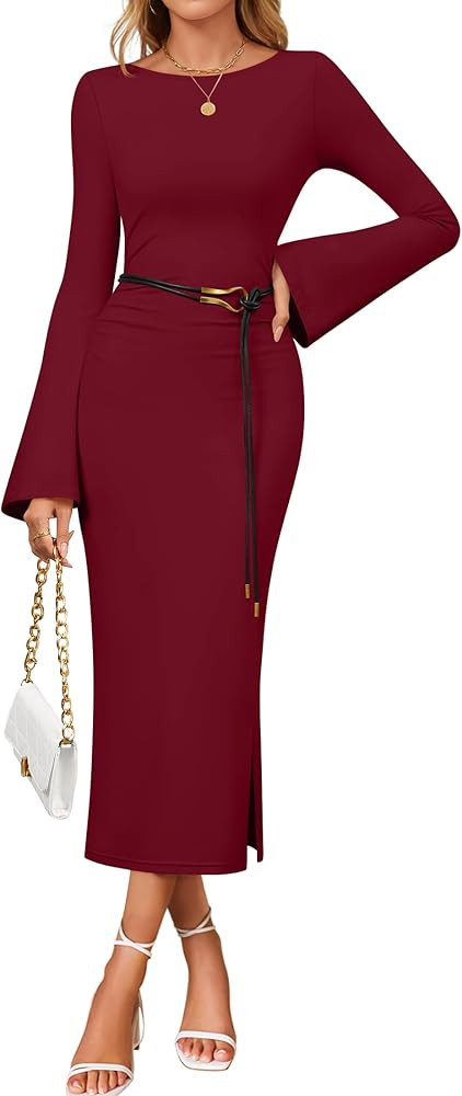 ZESICA Fall Cocktail Dresses for Women 2025 Long Sleeve Elegant Semi Formal Party Bodycon Slimmin... | Amazon (US)