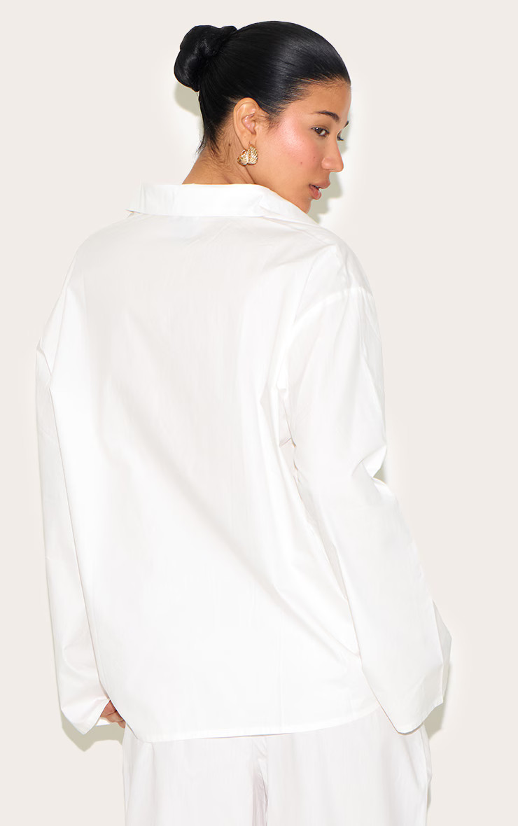 White Cotton Poplin Oversized Shirt | PrettyLittleThing UK