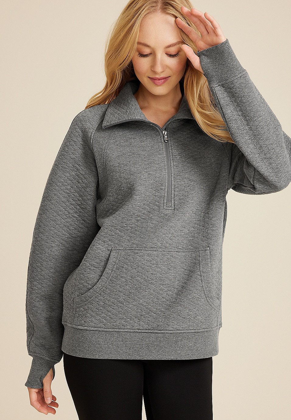 Quilted Quarter Zip Sweatshirt | Maurices