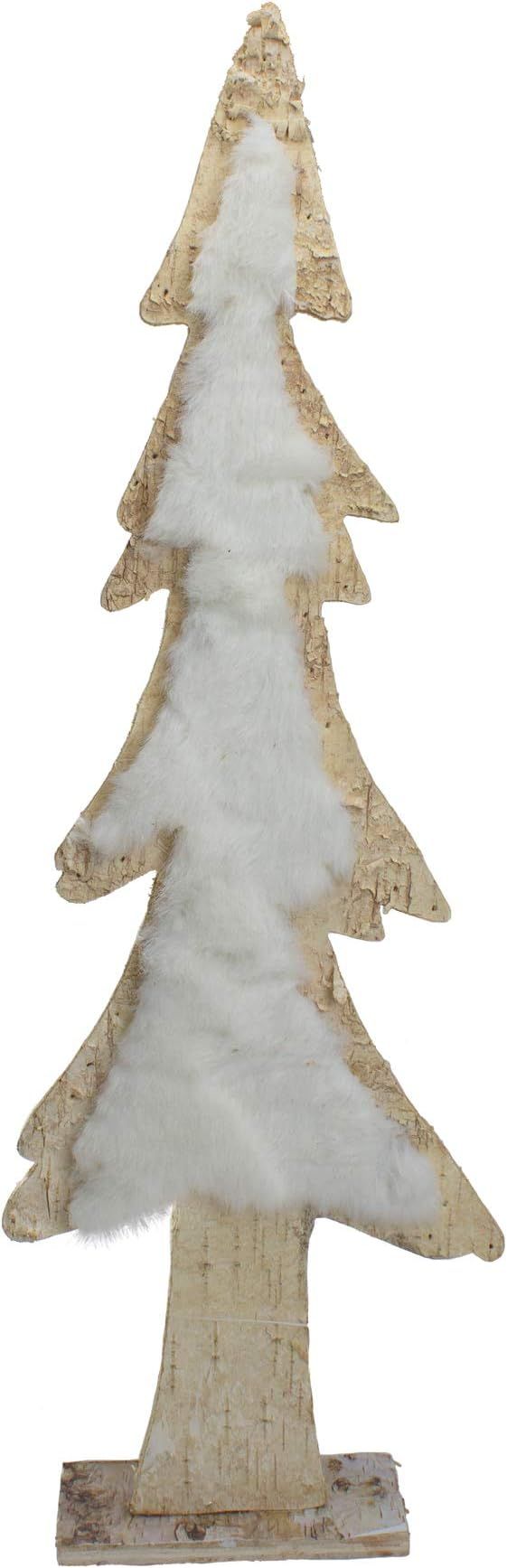 Amazon.com: 37" Brown and White Lighted Wooden Tree with Faux Fur Christmas Tabletop Decor : Home... | Amazon (US)
